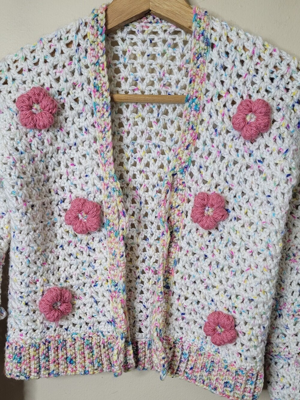 Girls Handmade Crochet Cardigan Sweater - Picture 6 of 8